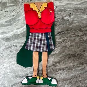 Vtg Mullins Square Texas USA Scottish Plaid Golf Ladies Christmas Stocking